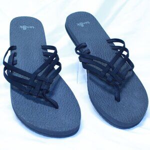 Sanuk Size 11 Black Yoga Sandy Criss Cross Strap Flip Flop Thong Sandals 1112830